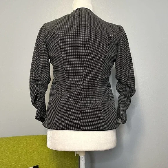 H&M Black White Dot Ruched Open Blazer Jacket 6 - Picture 6 of 6